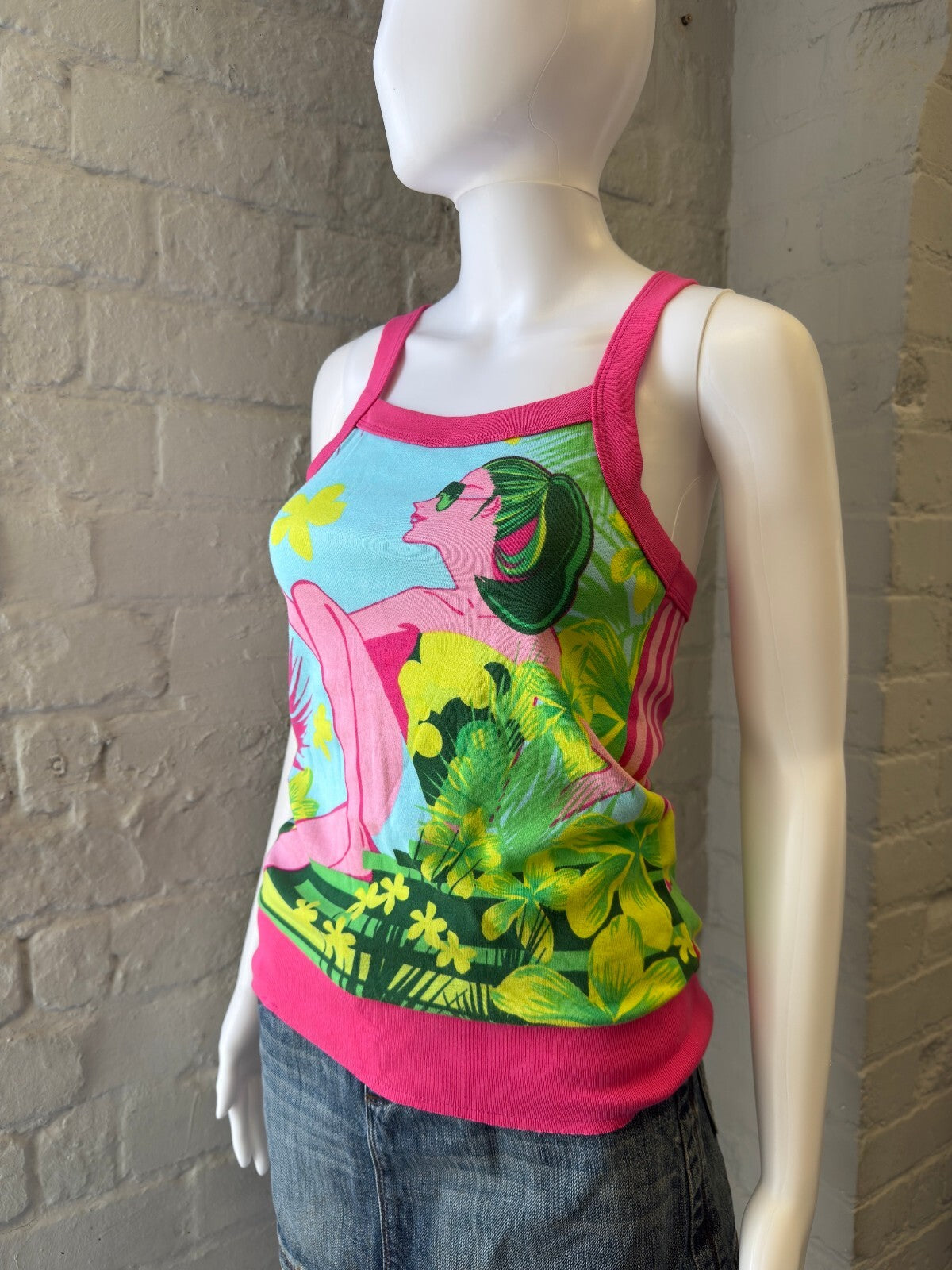 Pink Floral Graphic Crossback Tank Top