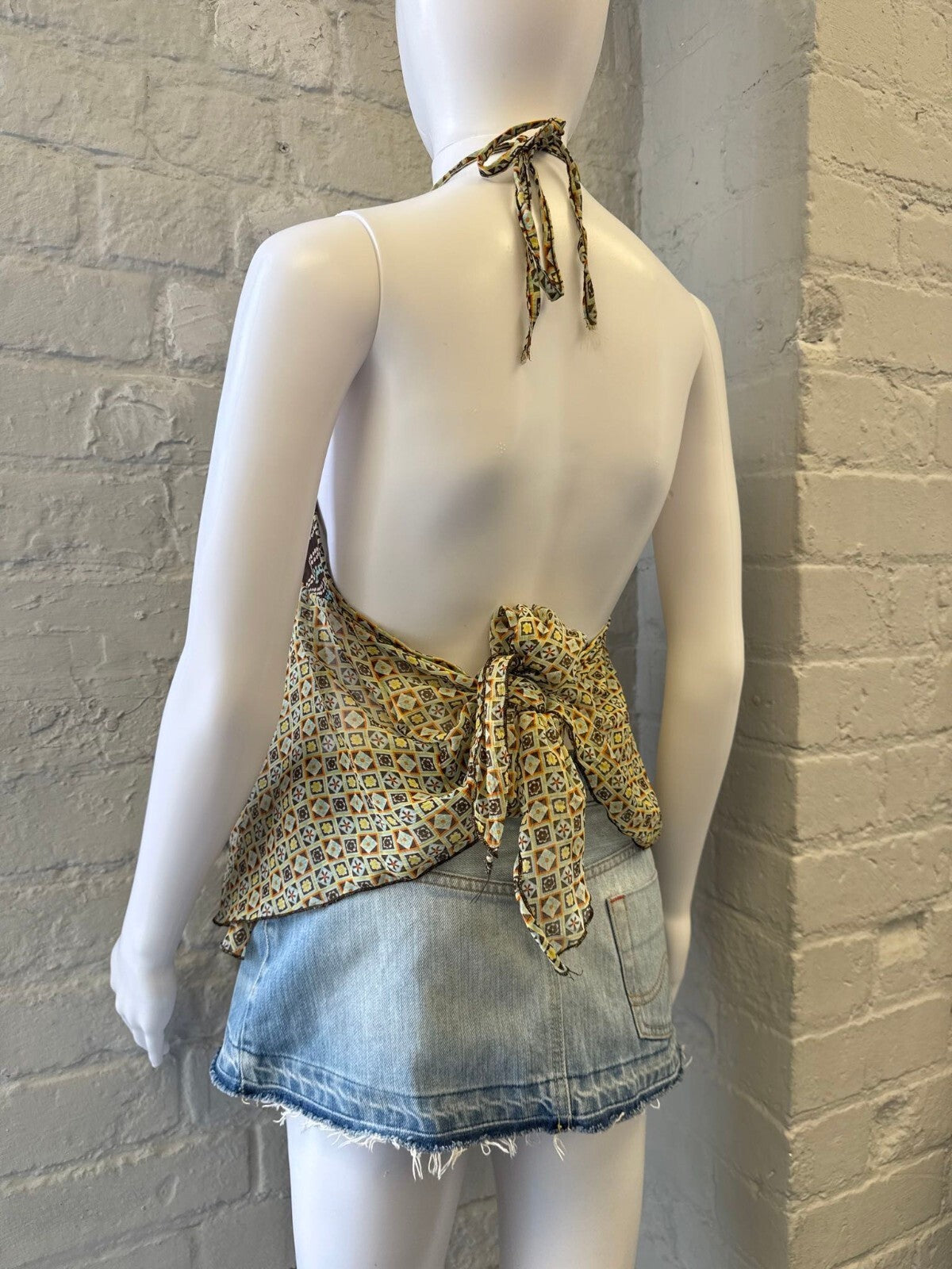 Denny Rose Halter Top with Paisley and Geometric Print