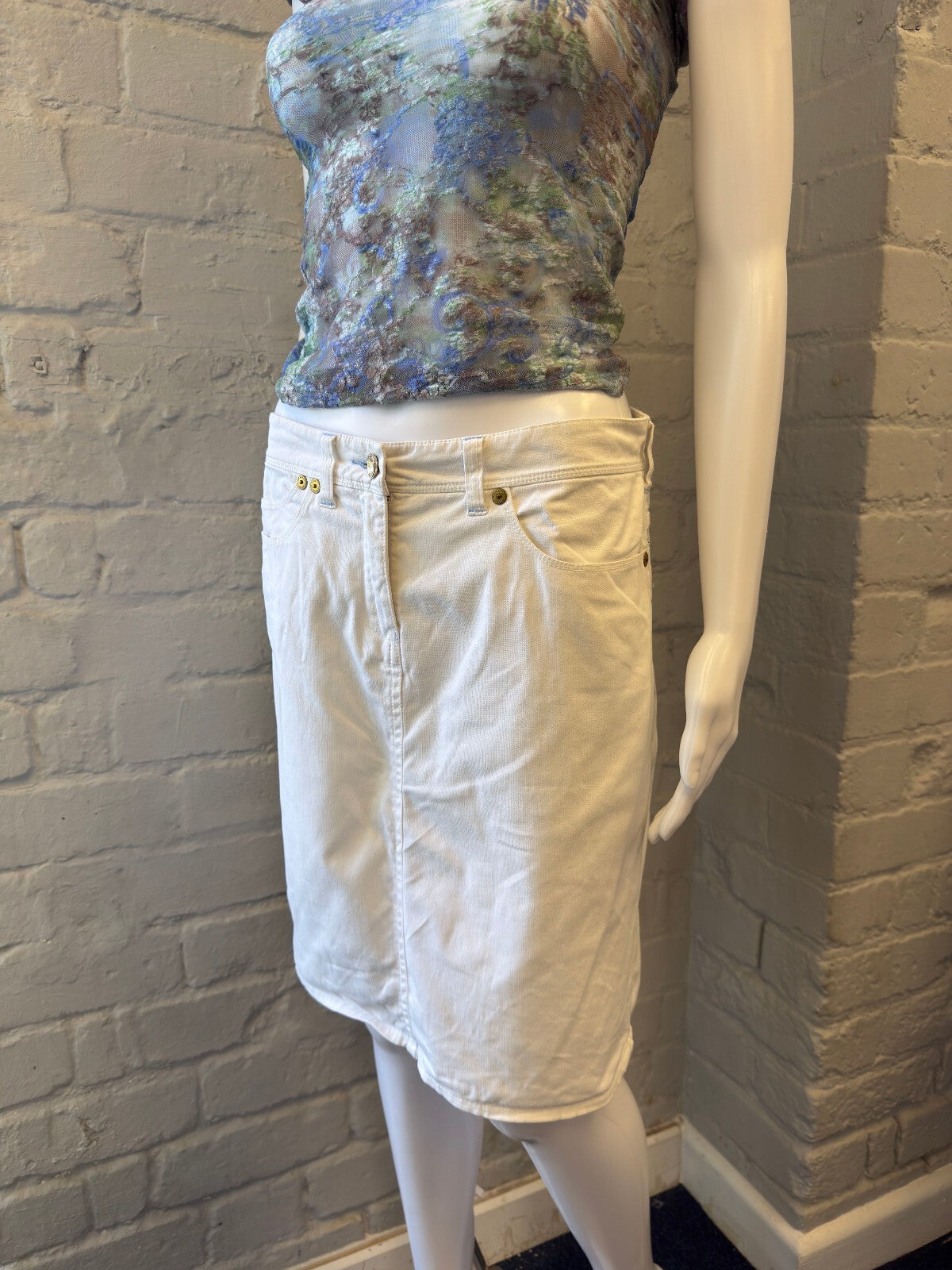 Armani Jeans White Denim Skirt
