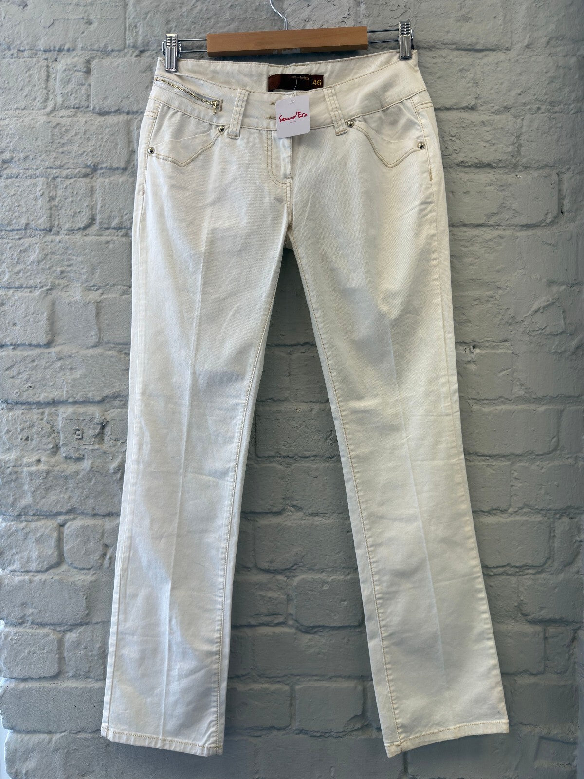 Italian White Embroidered Flare Jeans