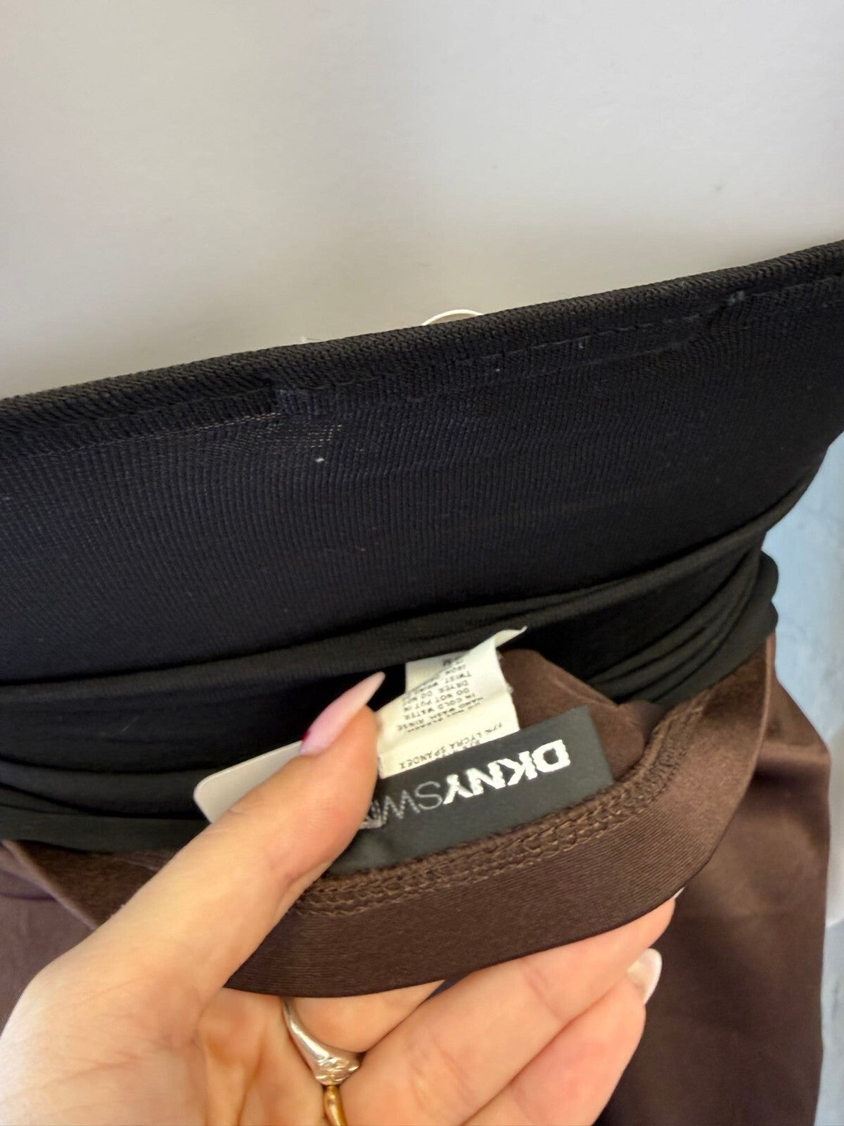 DKNY Brown Swim Skirt with Gold Logo Detail