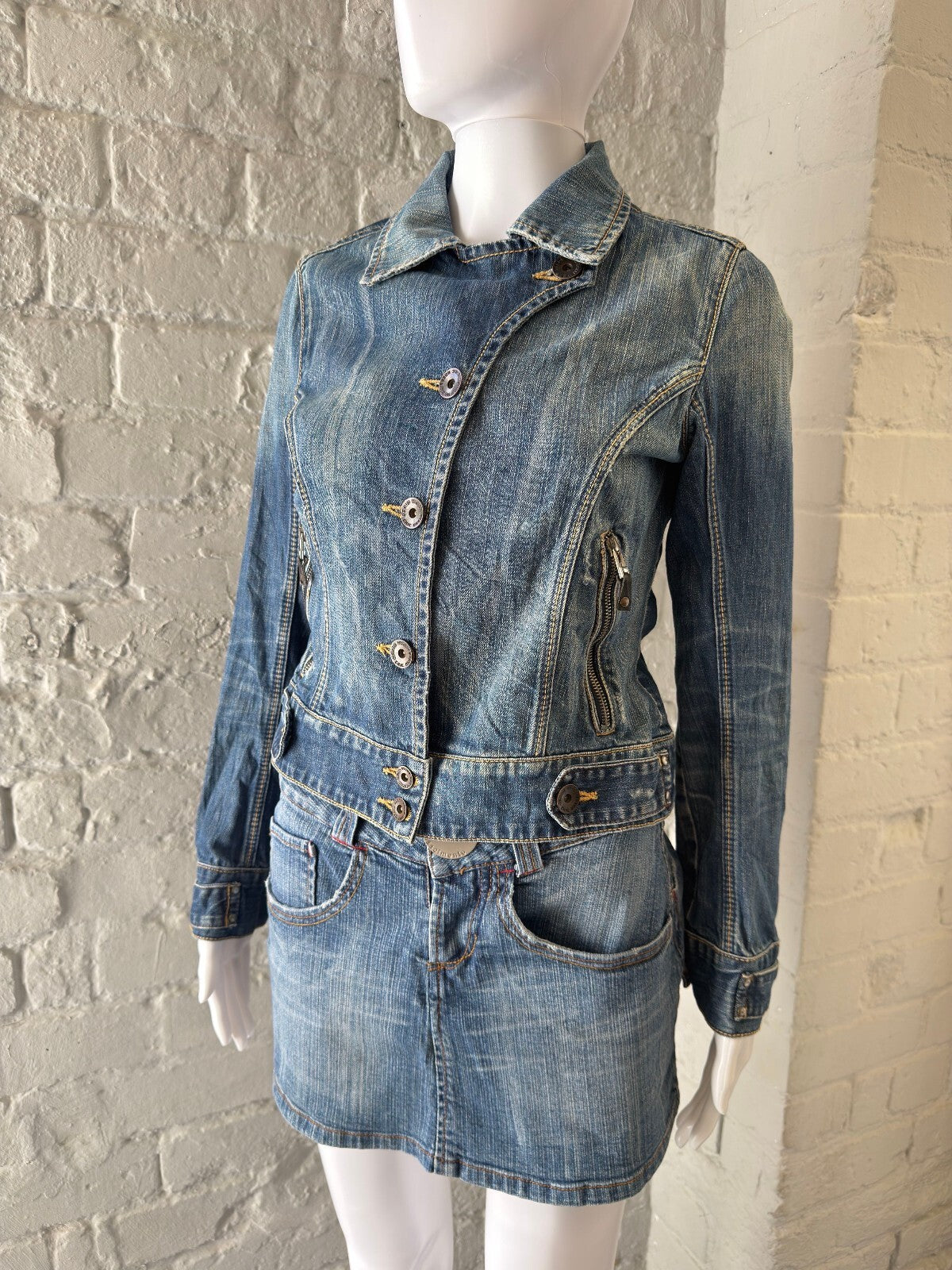 Y2K Military Blue Denim Jacket