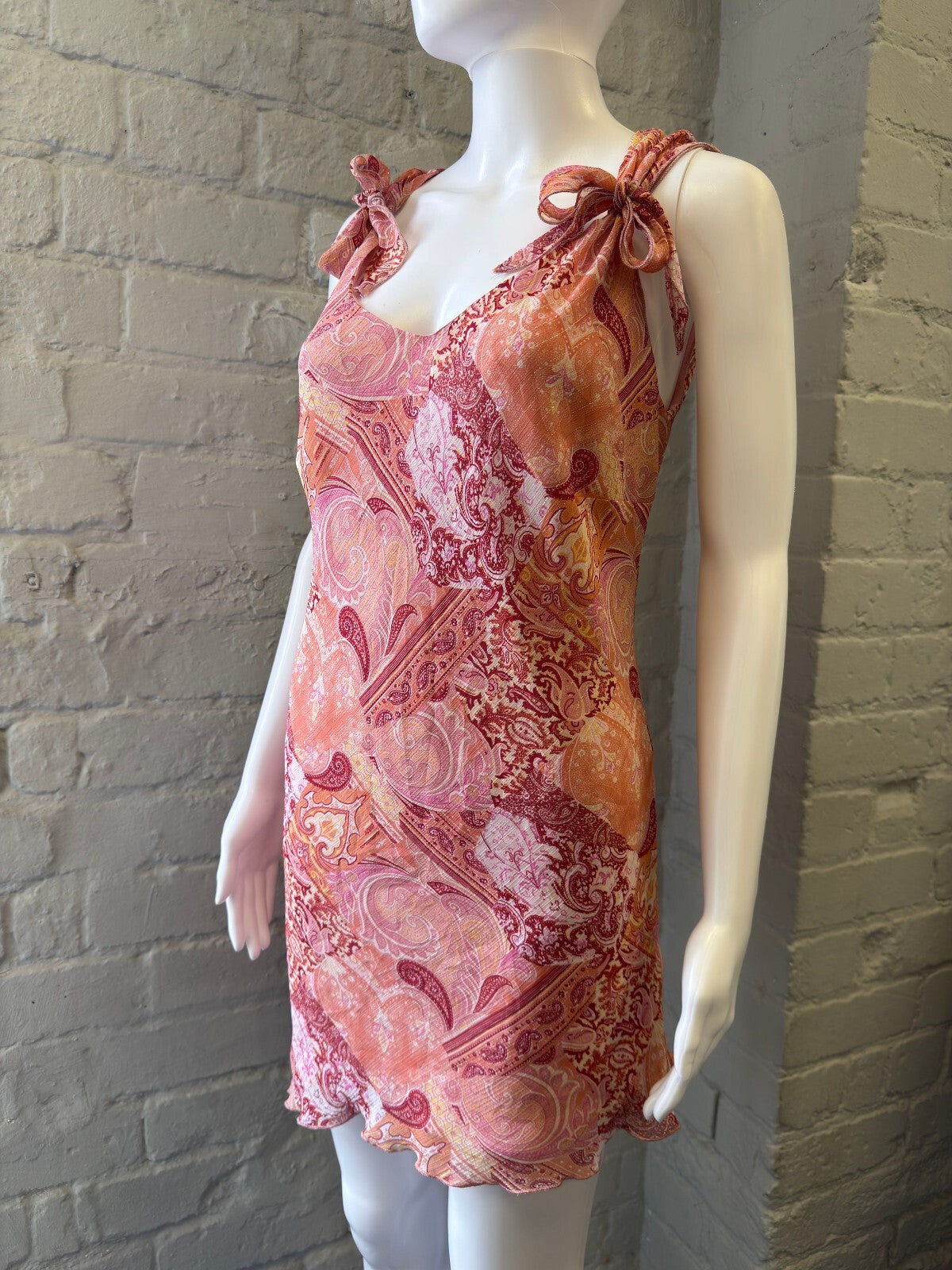 Tie-Shoulder Paisley Print Dress