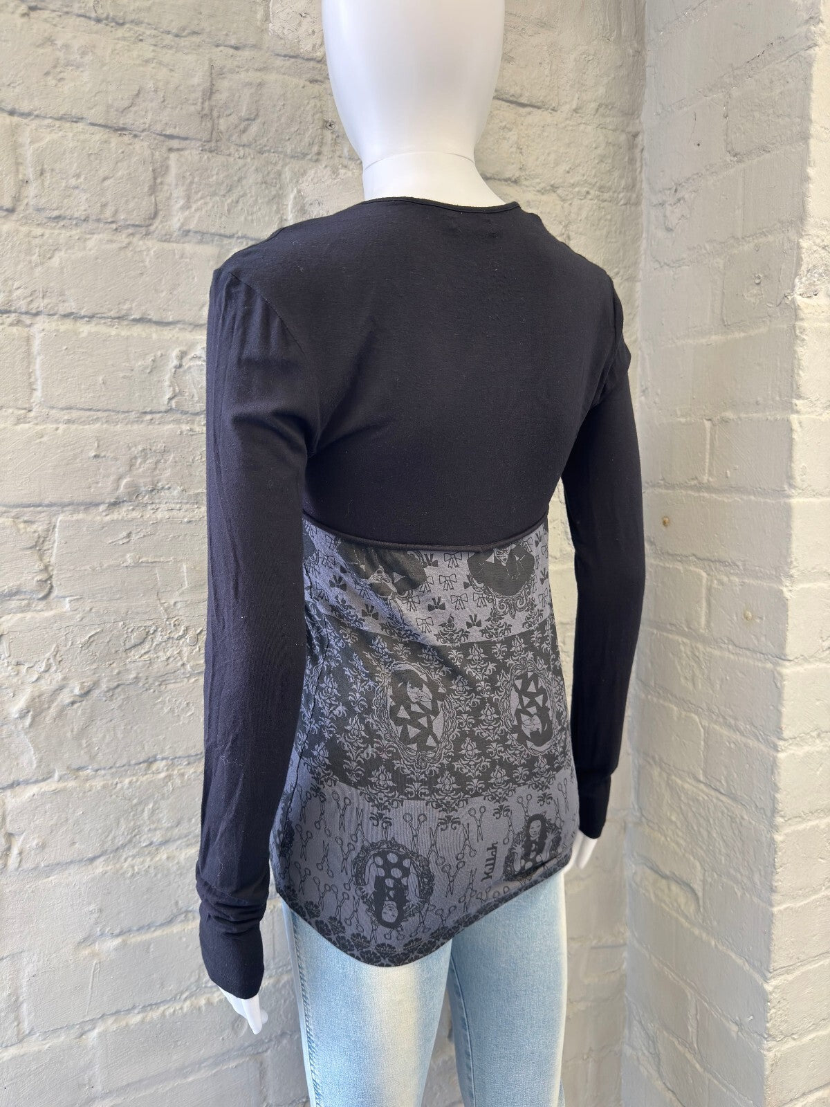 Killah Black and Grey Top with Bolero Sleeves