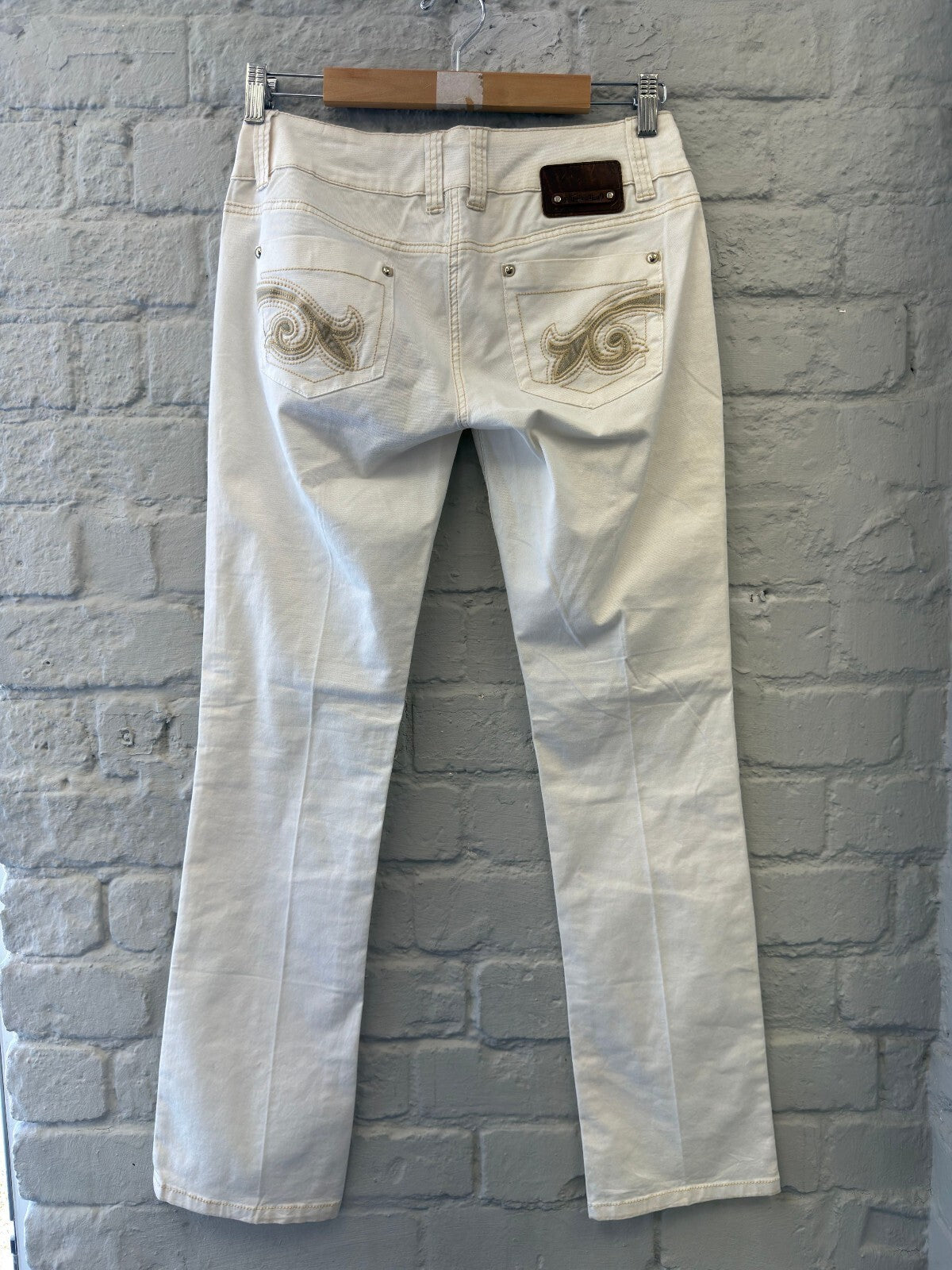 Italian White Embroidered Flare Jeans