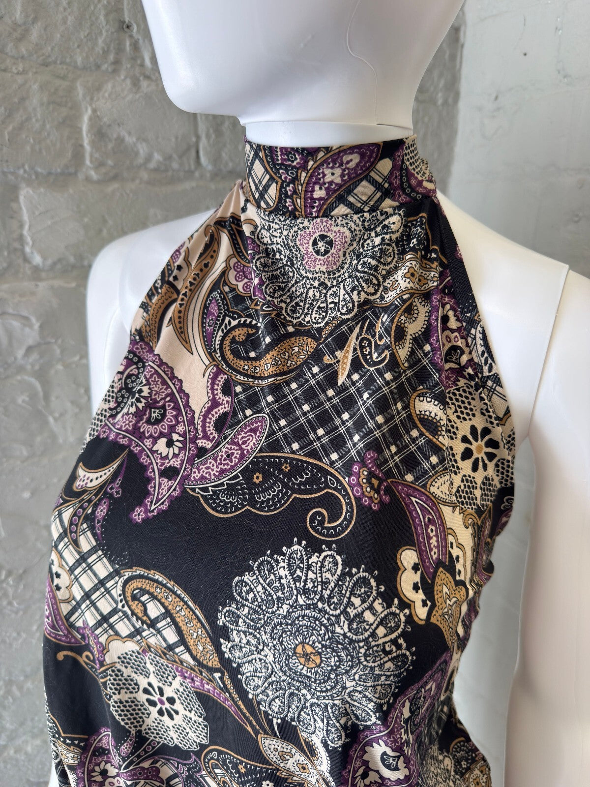 Paisley Print Slinky Halter Neck Top