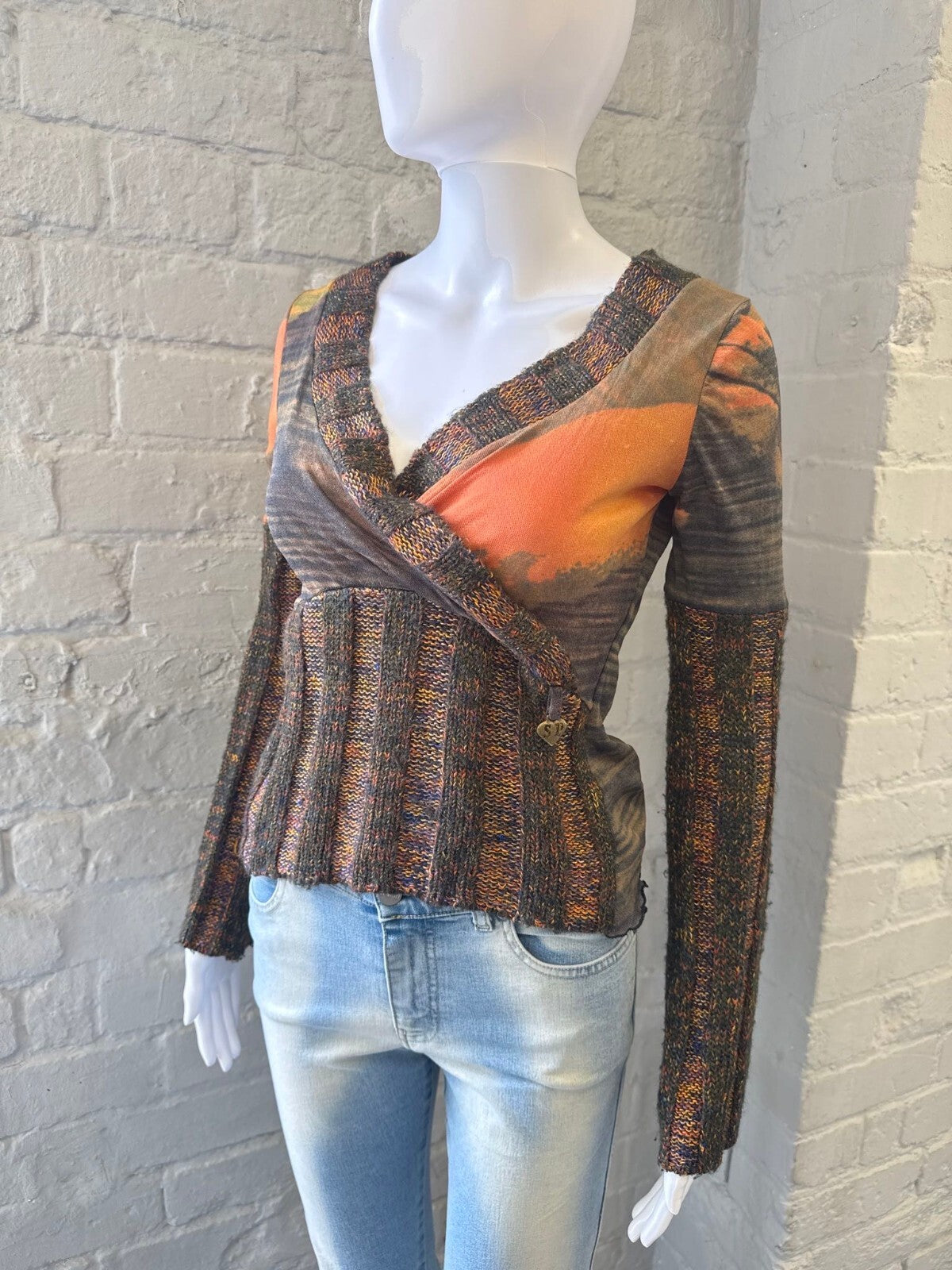 Vintage Wrap Knit Mesh Jumper