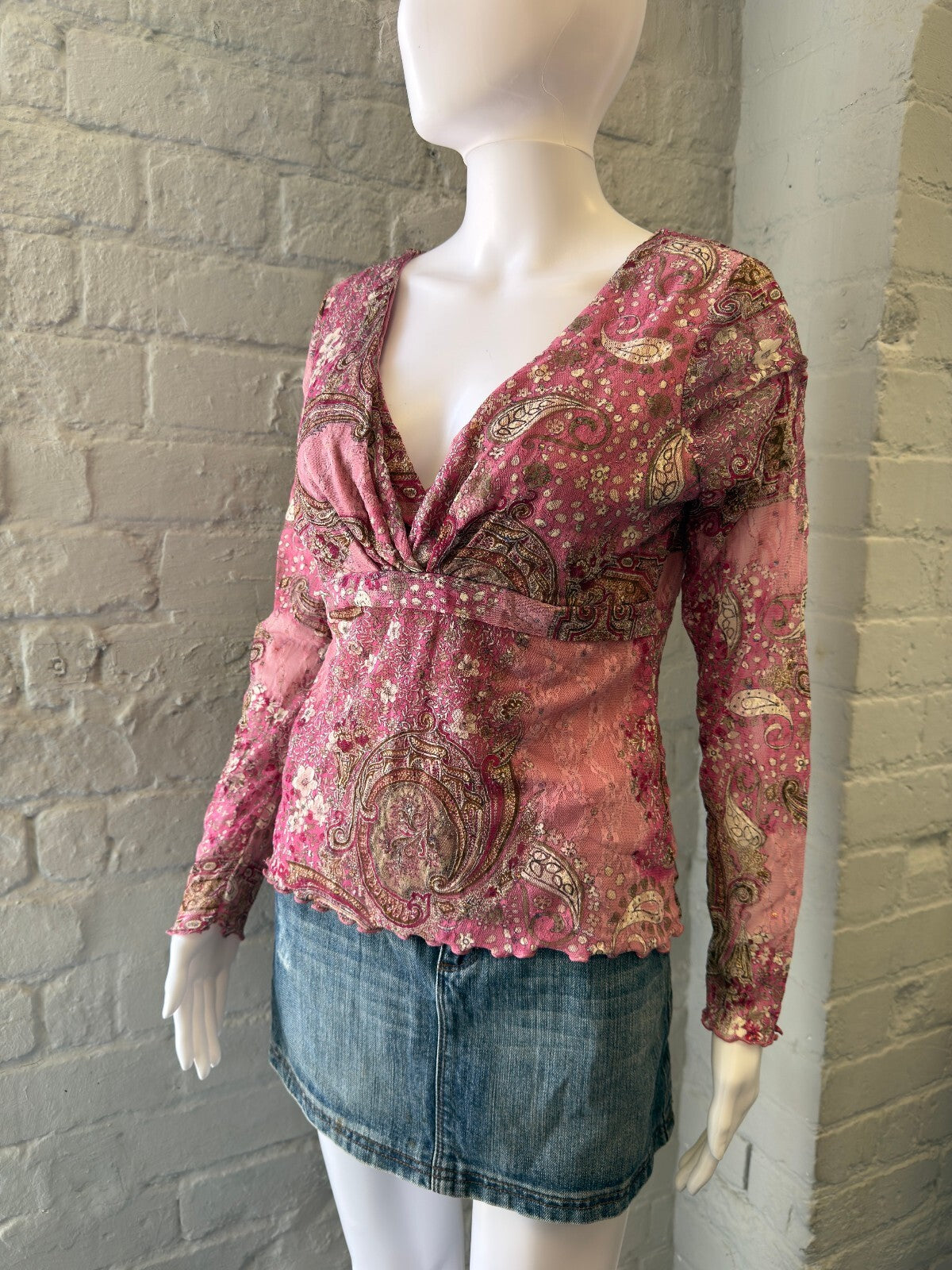 Y2K Pink Paisley Long Sleeve