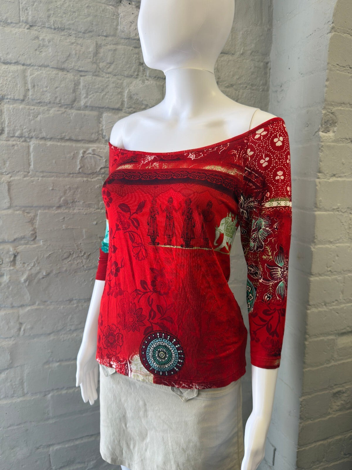 Red Slinky Off-Shoulder Top