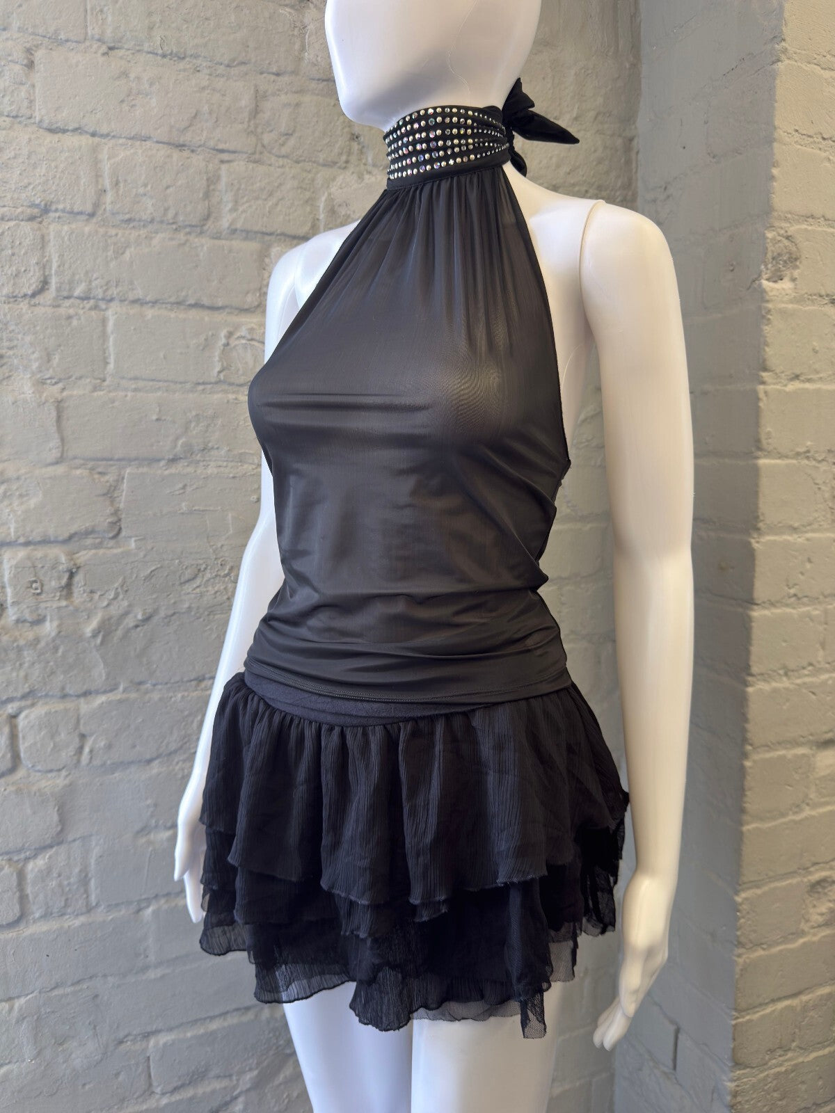 Black Halter Neck Halter Neck with Studded Neck Tie