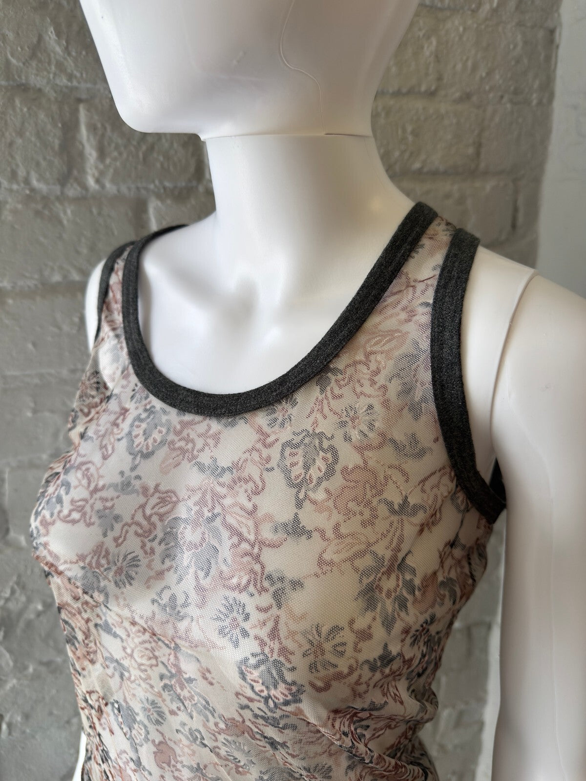 Kookaï Sheer Floral Mesh Tank Top