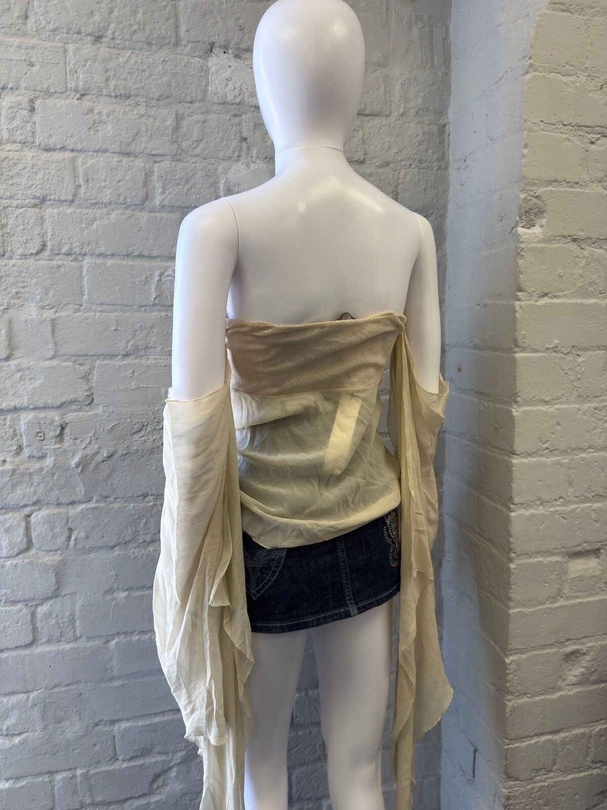 AnnaRita n Strapless Cream  Top with Draped Sleeves