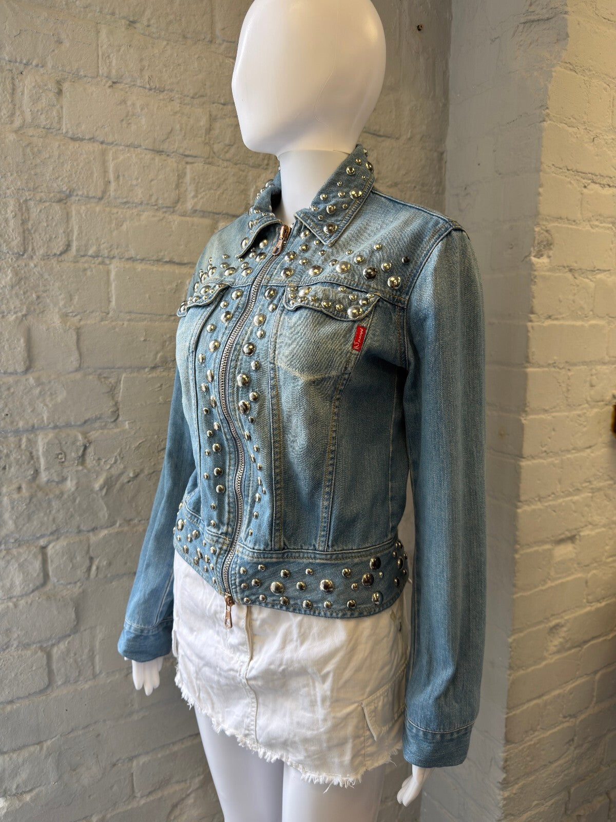 Phard Light Blue Denim Jacket with Silver Stud Detailing