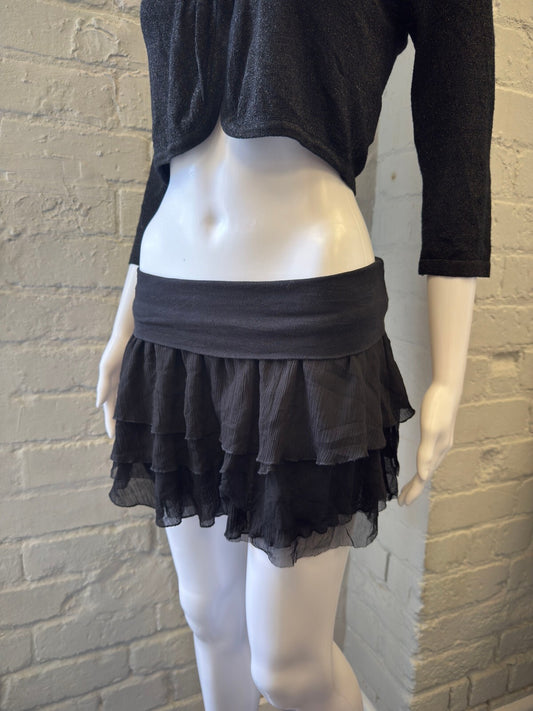 Billabong Black Layered Mini Skirt with Foldover Waistband