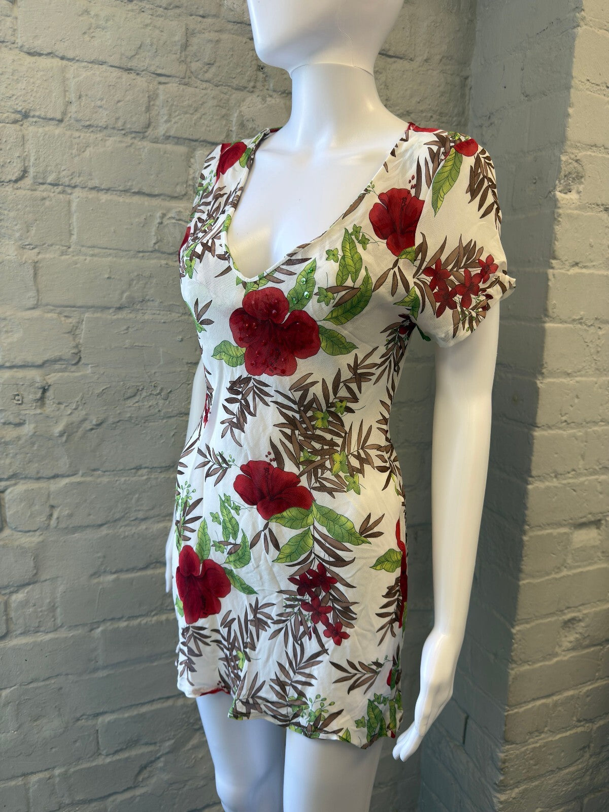 Floral Print Mesh Mini Dress