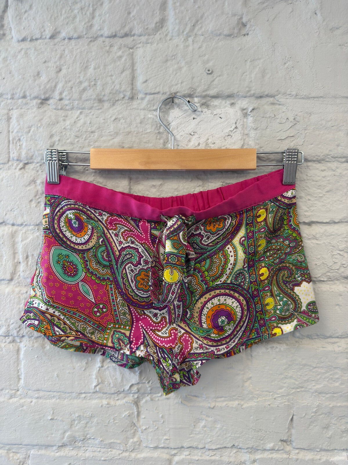 Paisley Print Shorts with Pink Waistband
