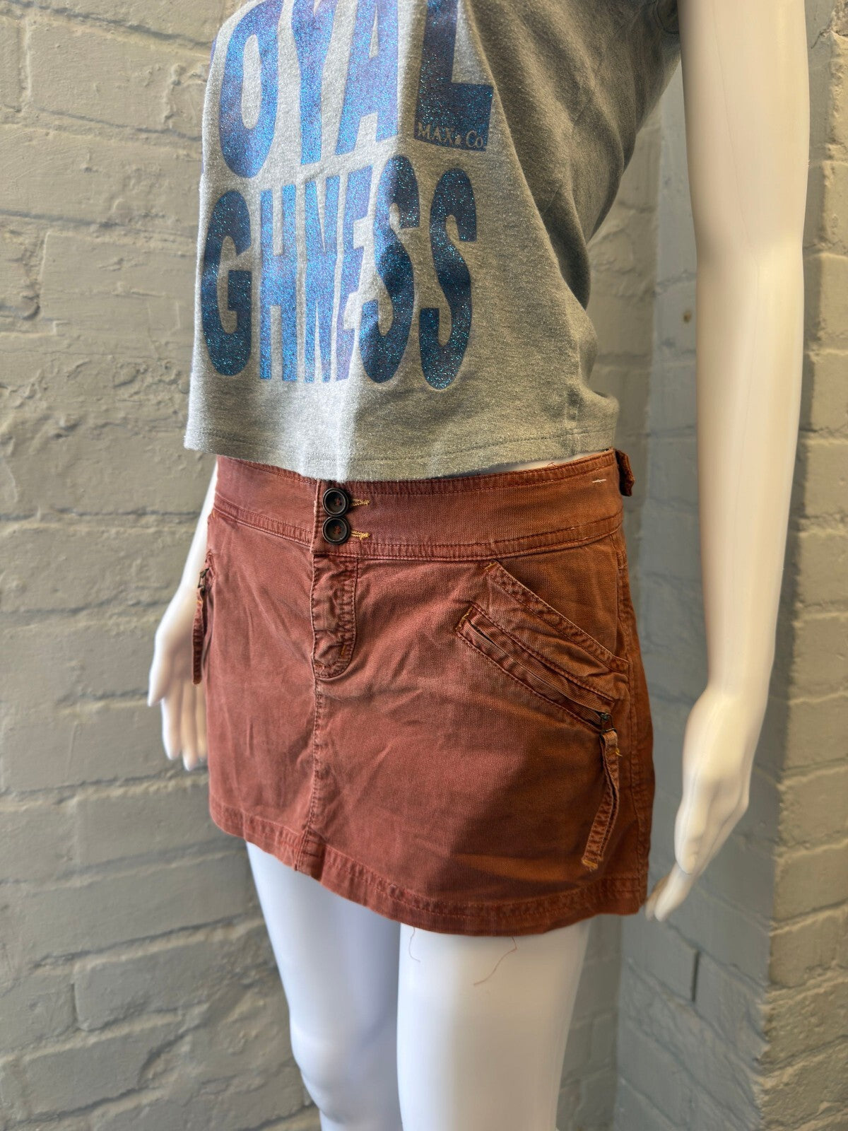 Rust Orange Cargo Mini Skirt