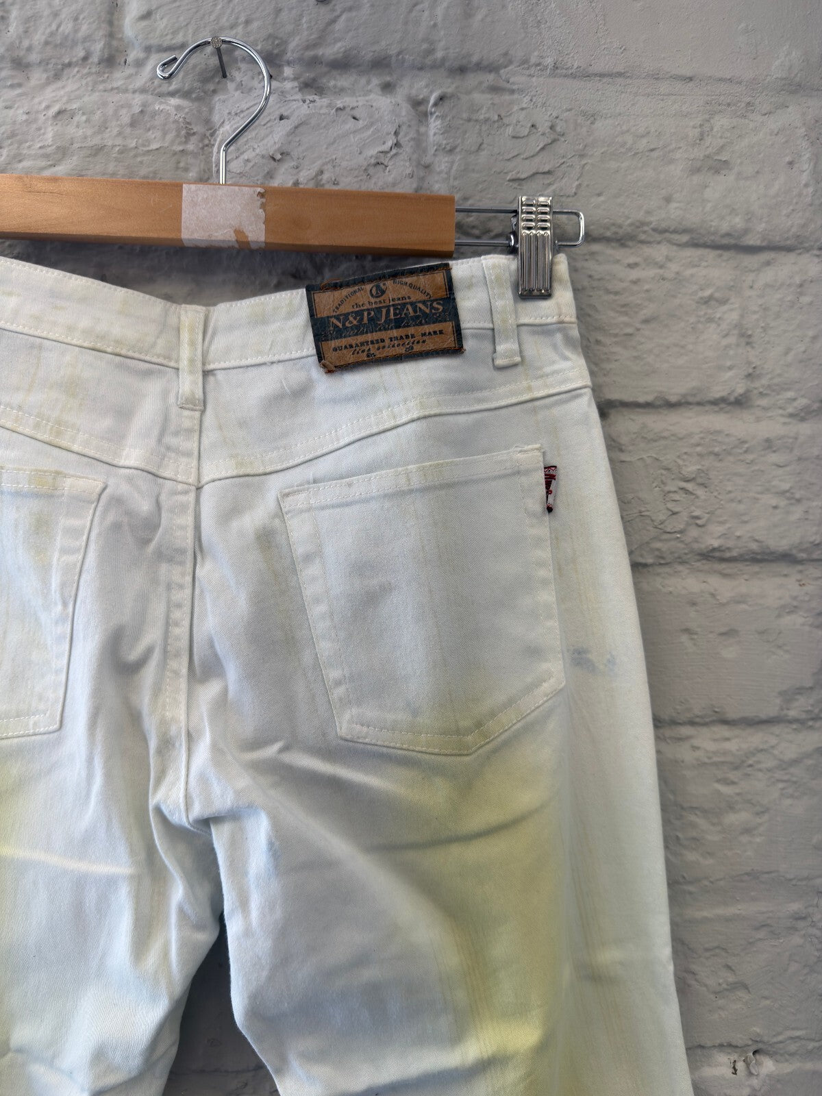 2000s Y2K White Jeans with Yellow Dye