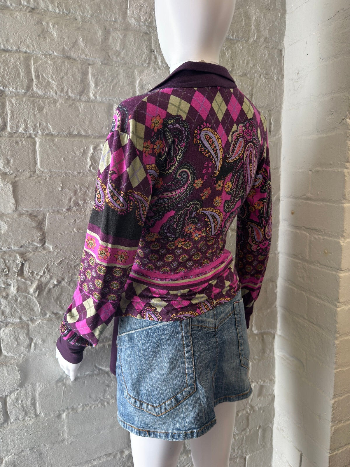 Purple Paisley Wrap Top with Tie Waist