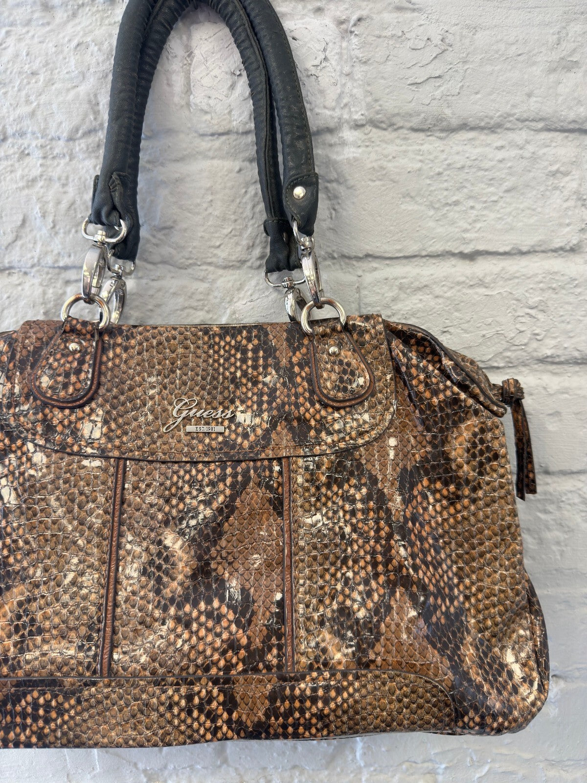 Guess Brown Snake Print Handbag