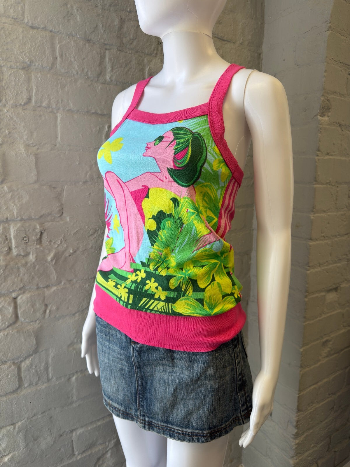 Pink Floral Graphic Crossback Tank Top