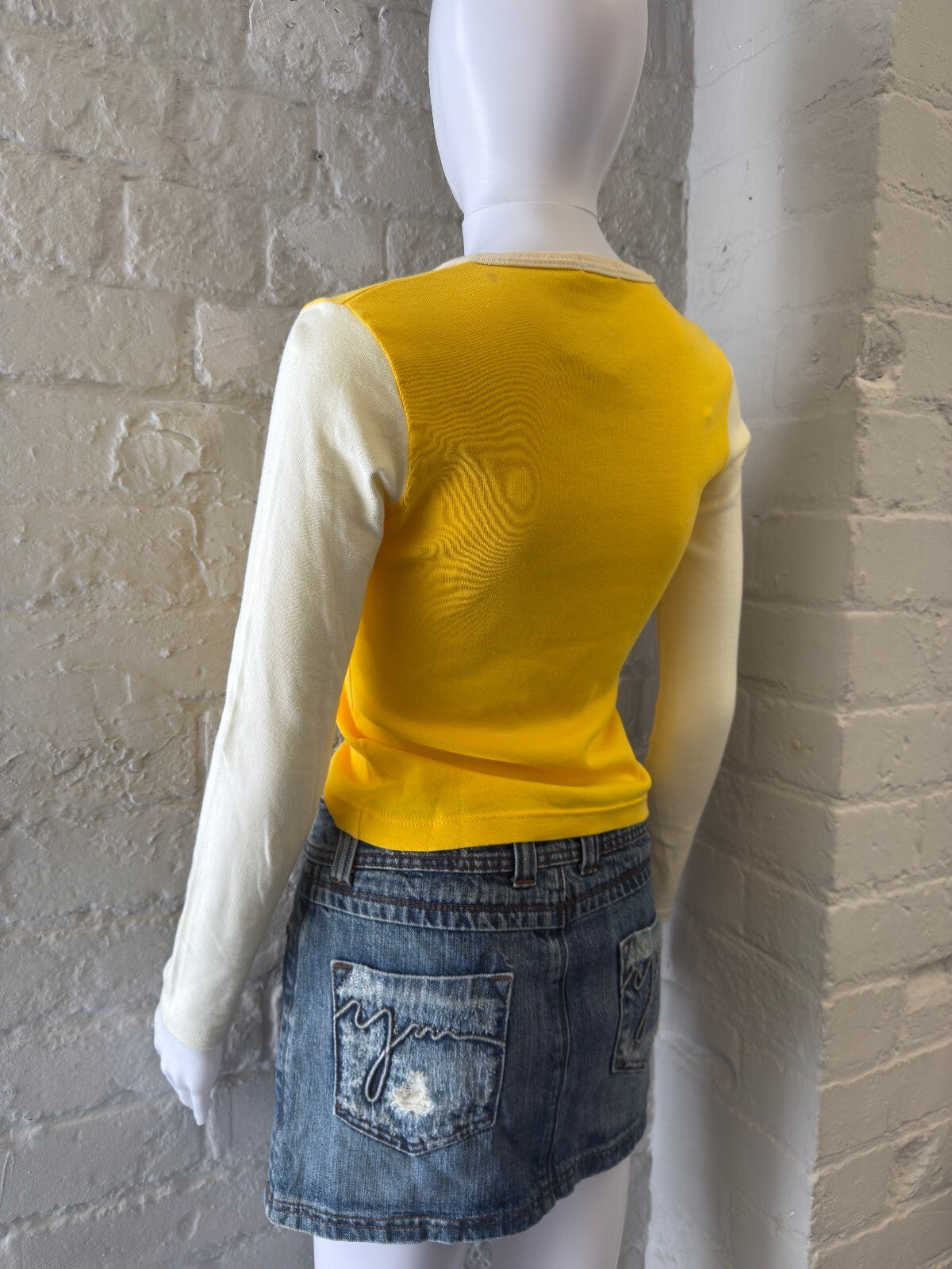 Yellow and Cream Long Sleeve Top