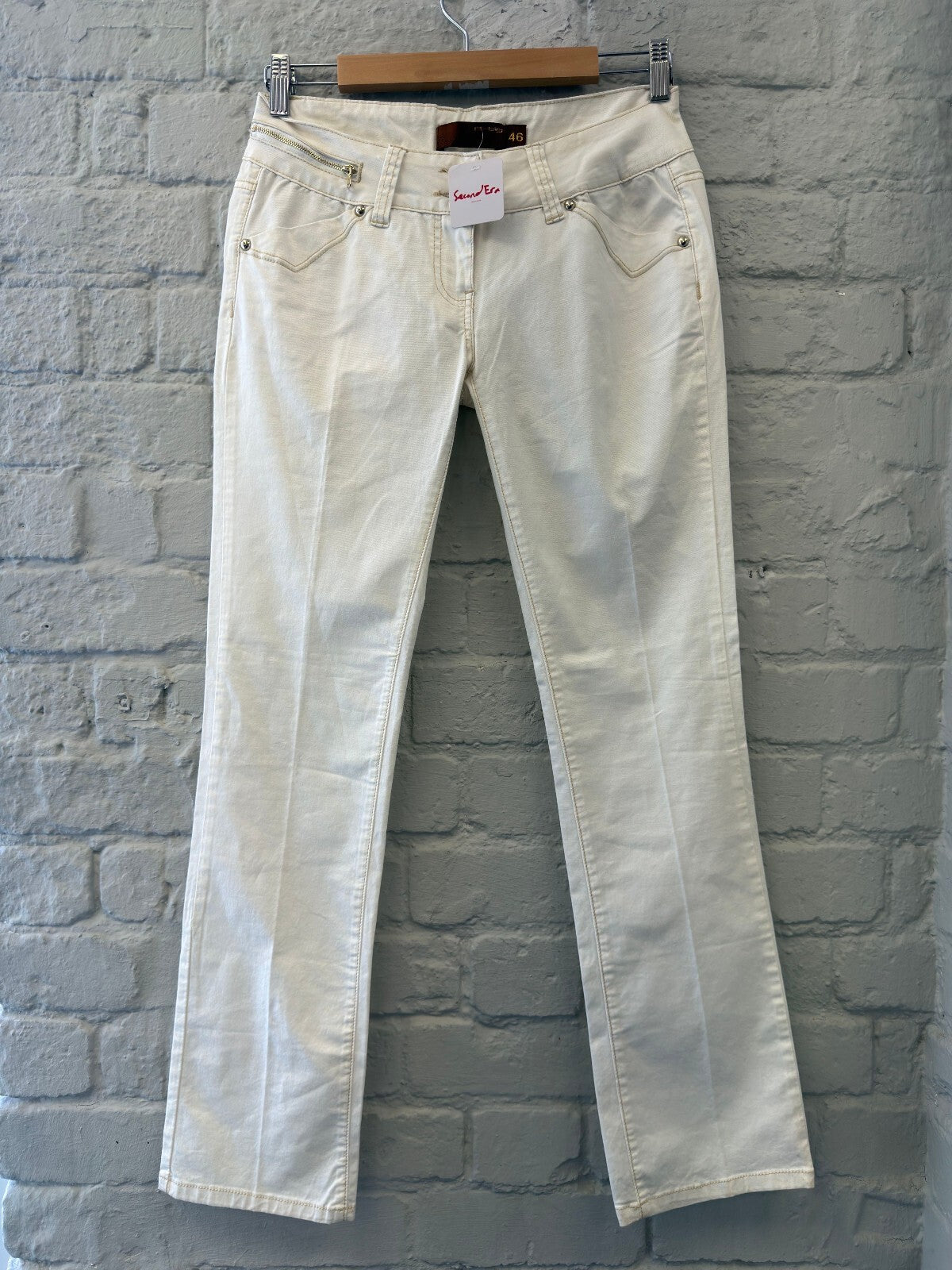 Italian White Embroidered Flare Jeans