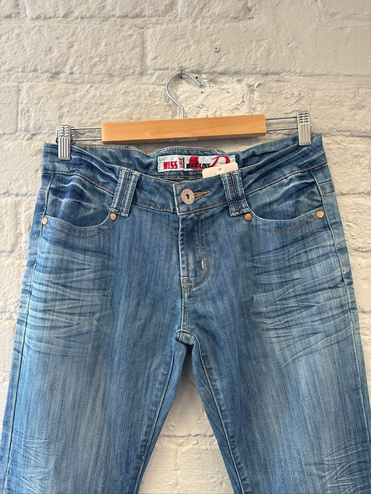 Blue Denim Jeans with Skull and Crossbones Pockets