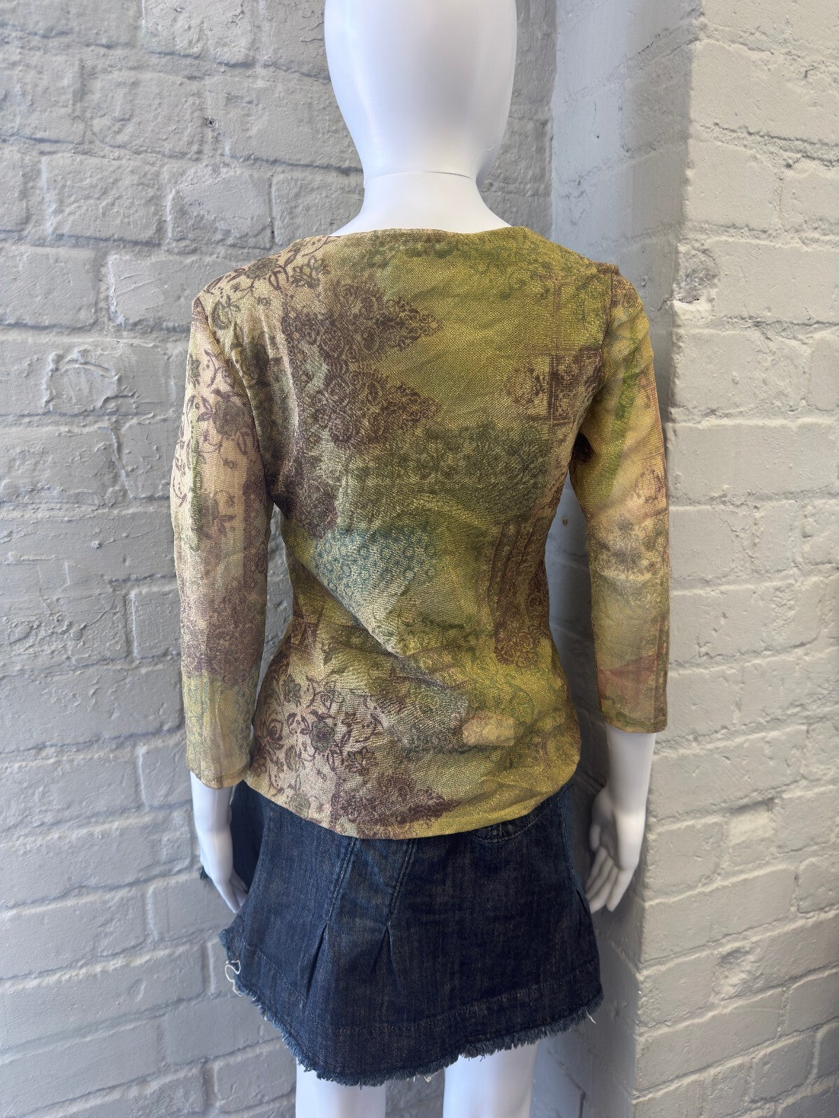 Earthy Green Fairy Mesh Top