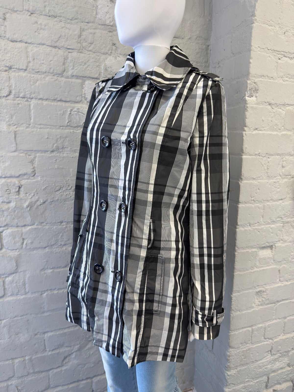 Milano Black and White Plaid Trench Coat