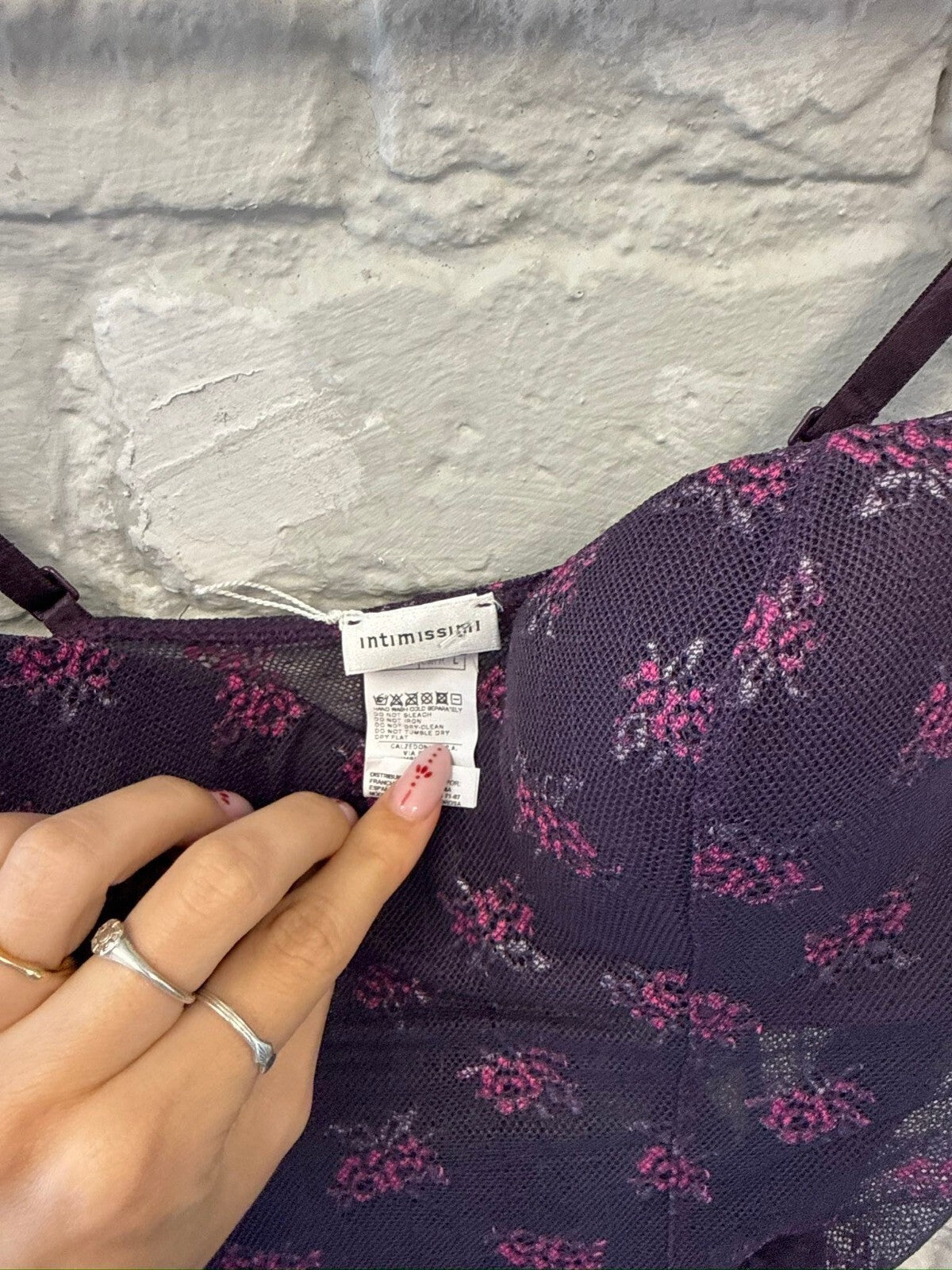 Intimissimi Purple Floral Mesh Camisole Top