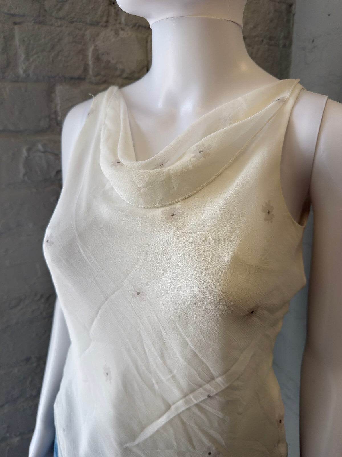 White Sleeveless Sheer Floral Top
