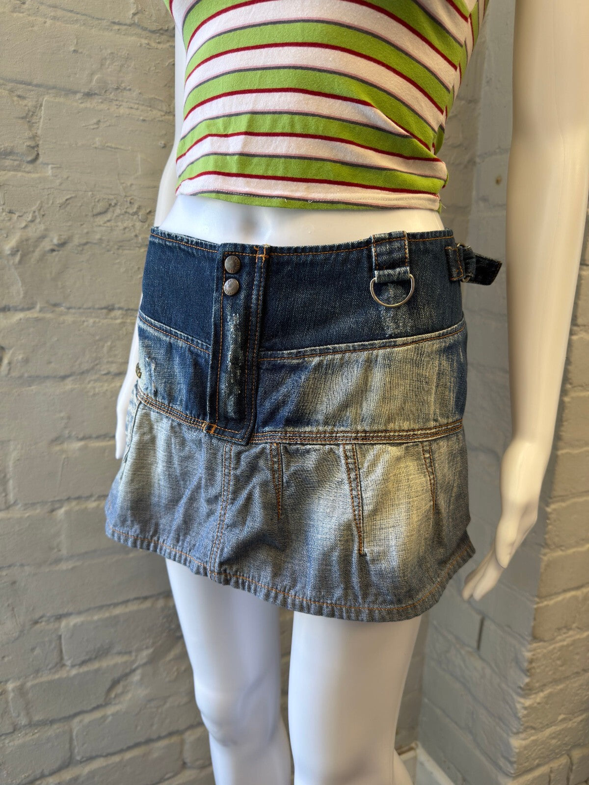 Denim Mini Skirt with Patchwork Design