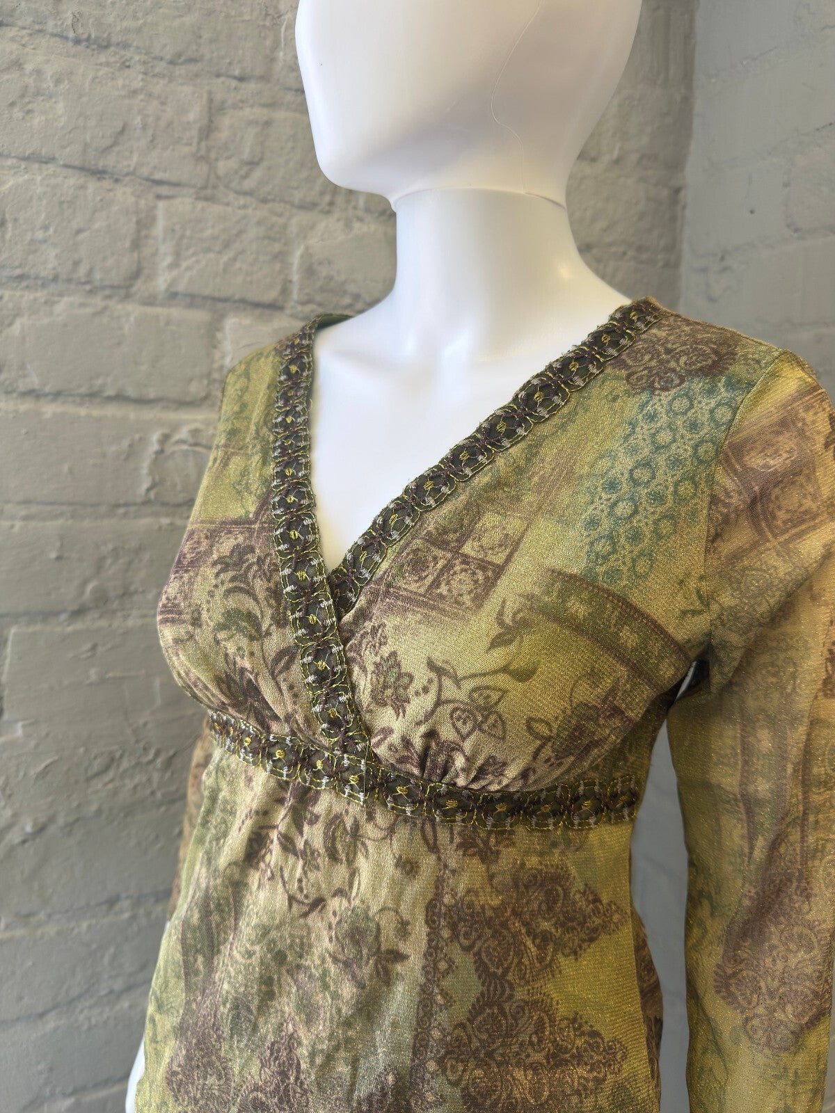 Earthy Green Fairy Mesh Top