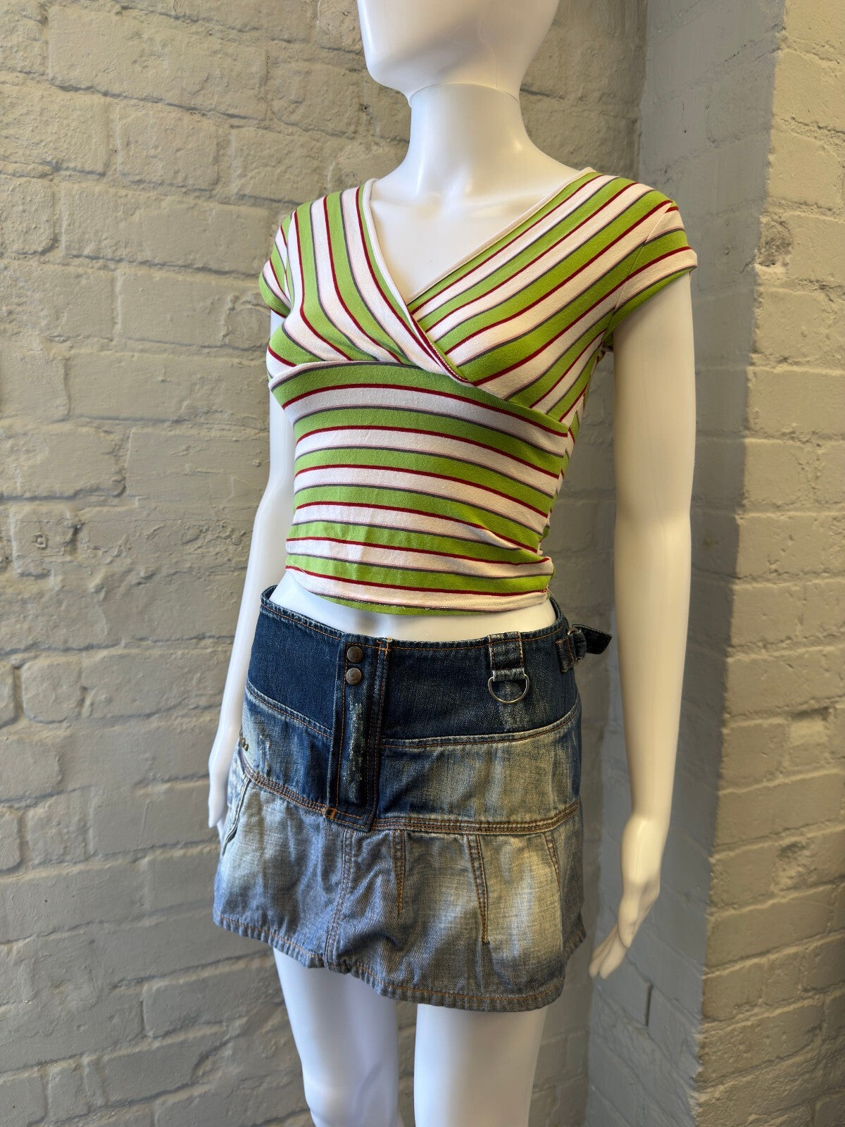 Denim Mini Skirt with Patchwork Design