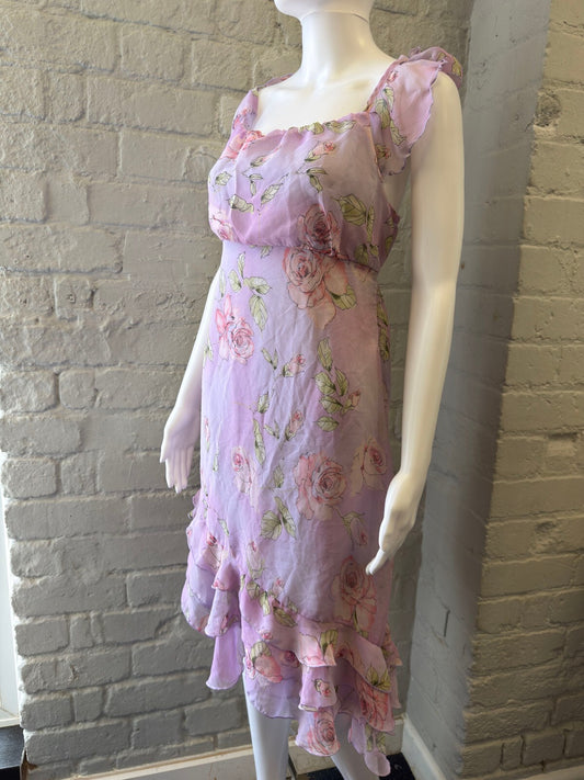Lilac Floral Ruffle Dress