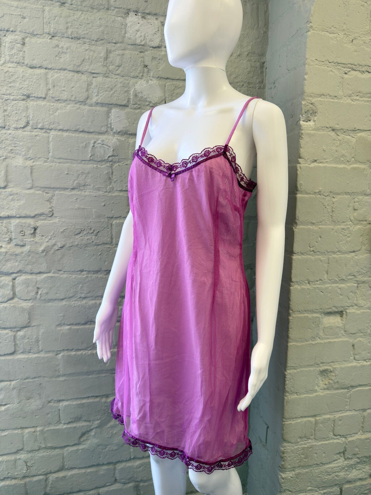 French Connection Purple Lace Trim Slip Dress
