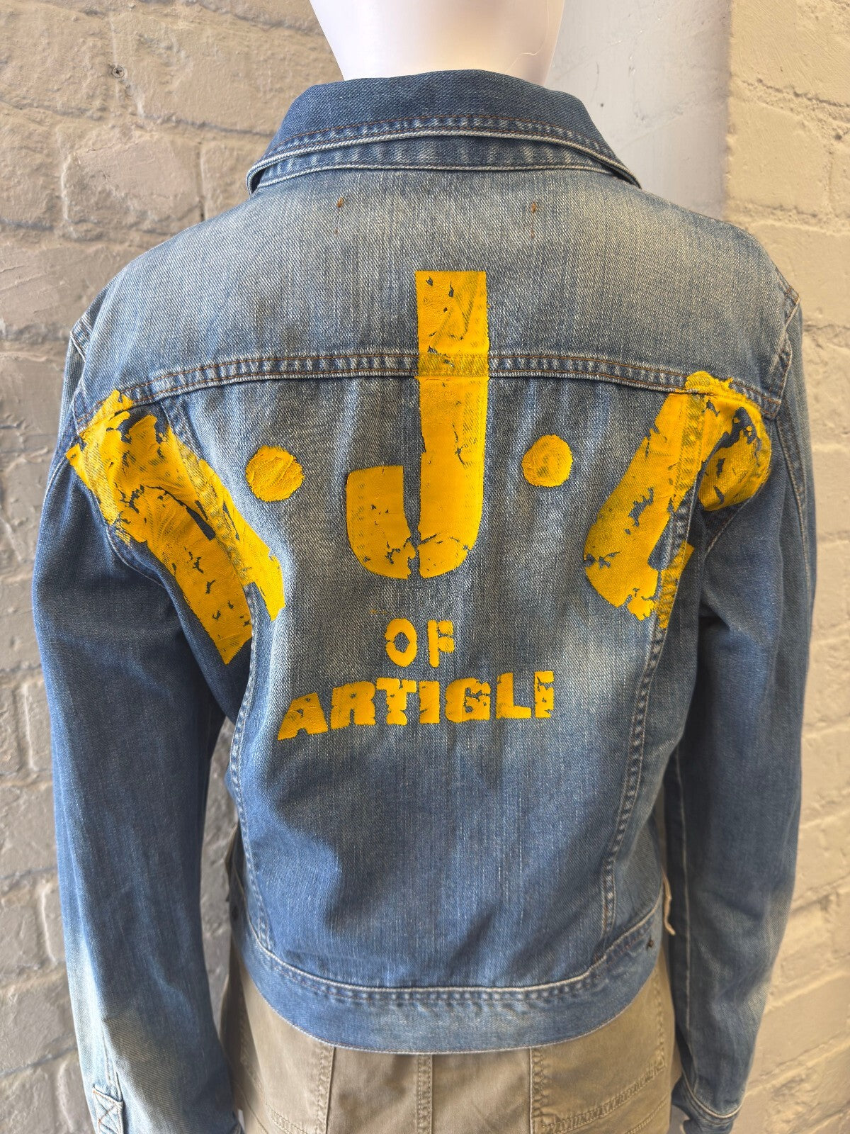 Artigli Blue Denim Jacket with Yellow Back Print