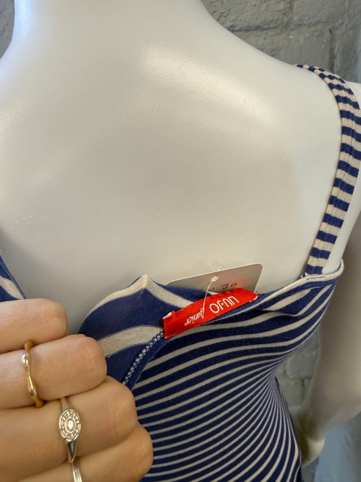 Blue and White Striped Vest Top