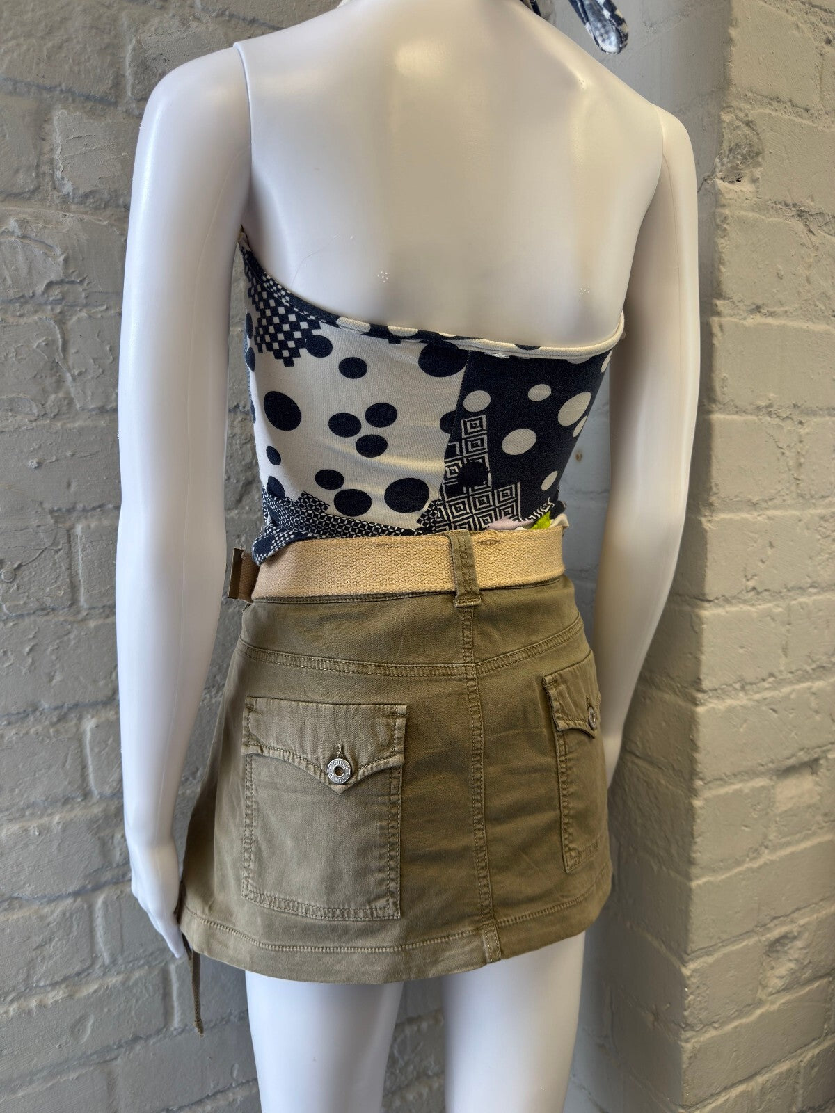Guess Mini Skirt with Belt Khaki