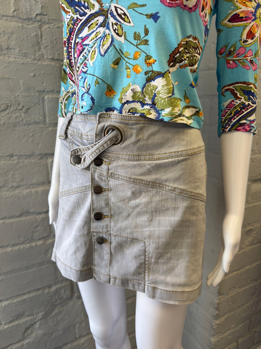 Grey Vintage Denim Mini Skirt