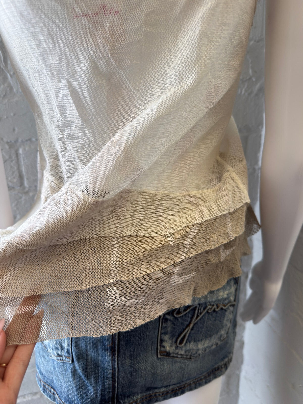 Cop Copine Cream and Brown Layered Ruffle Cami