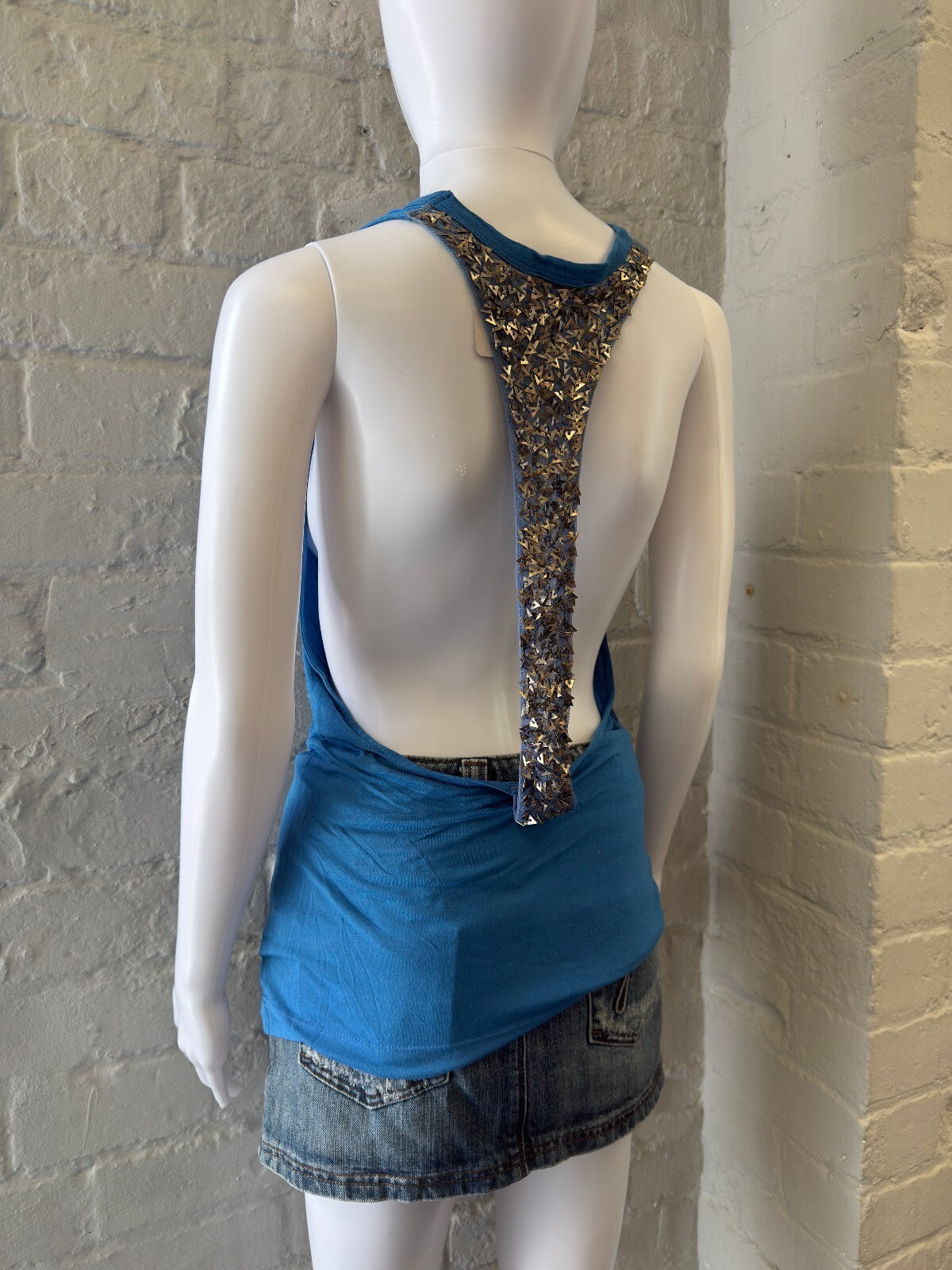Miss Sixty Blue Tank Top with Studded Back Detail