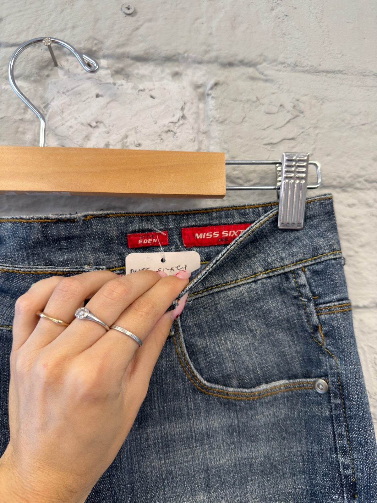 Miss Sixty Denim Capris with Embroidered Butterfly and Floral Design
