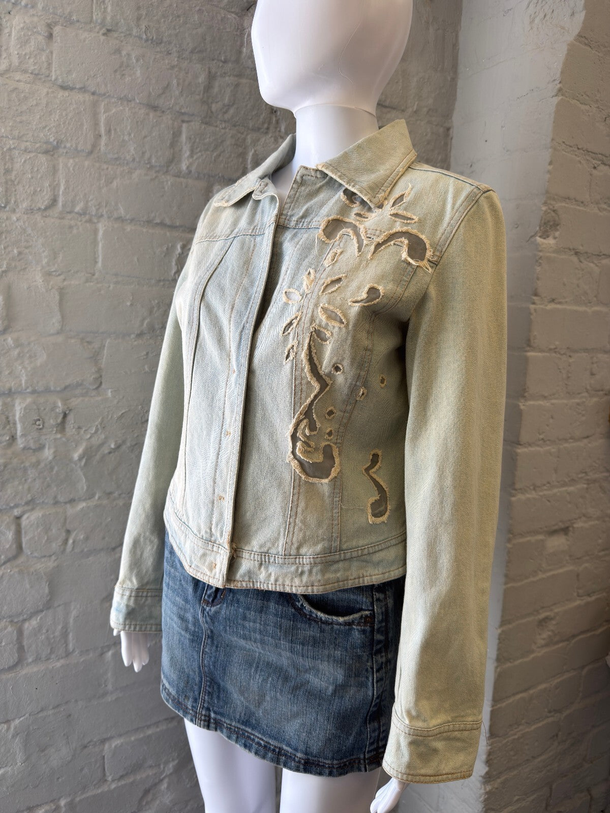Light Blue Embroidered Denim Jacket