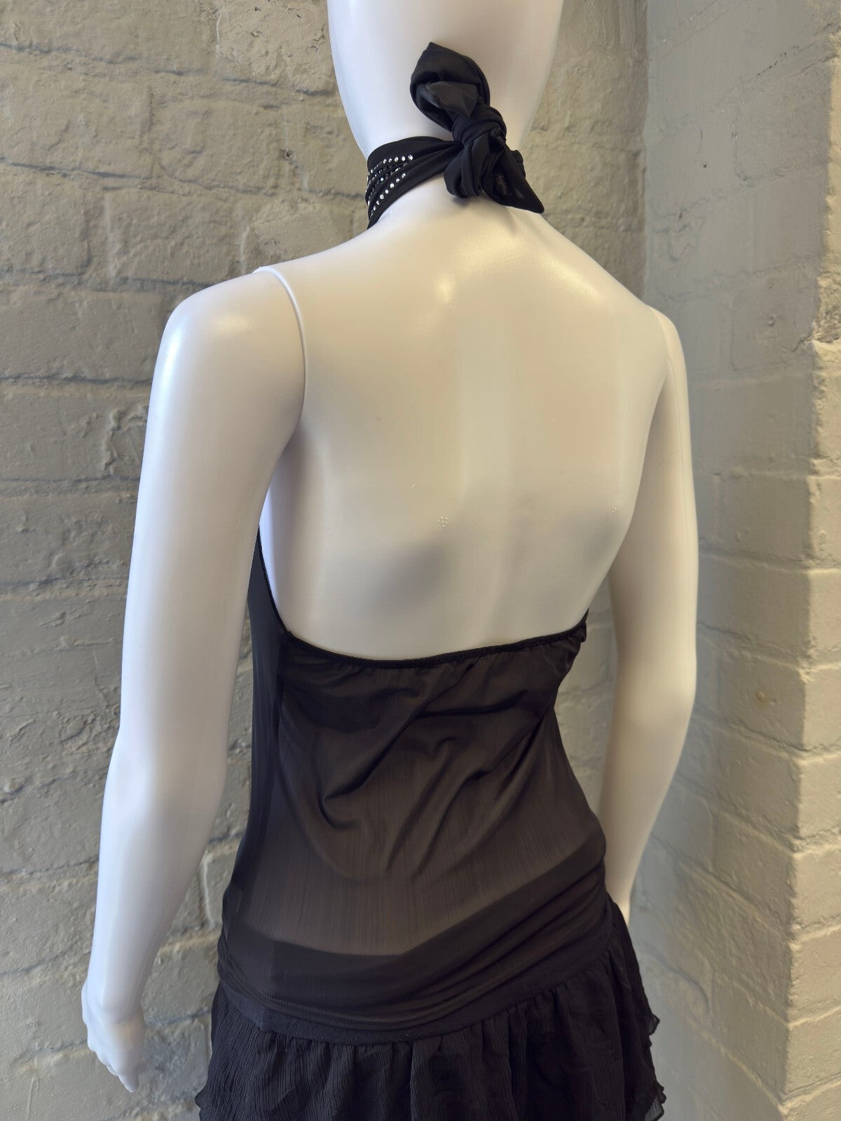 Black Halter Neck Halter Neck with Studded Neck Tie