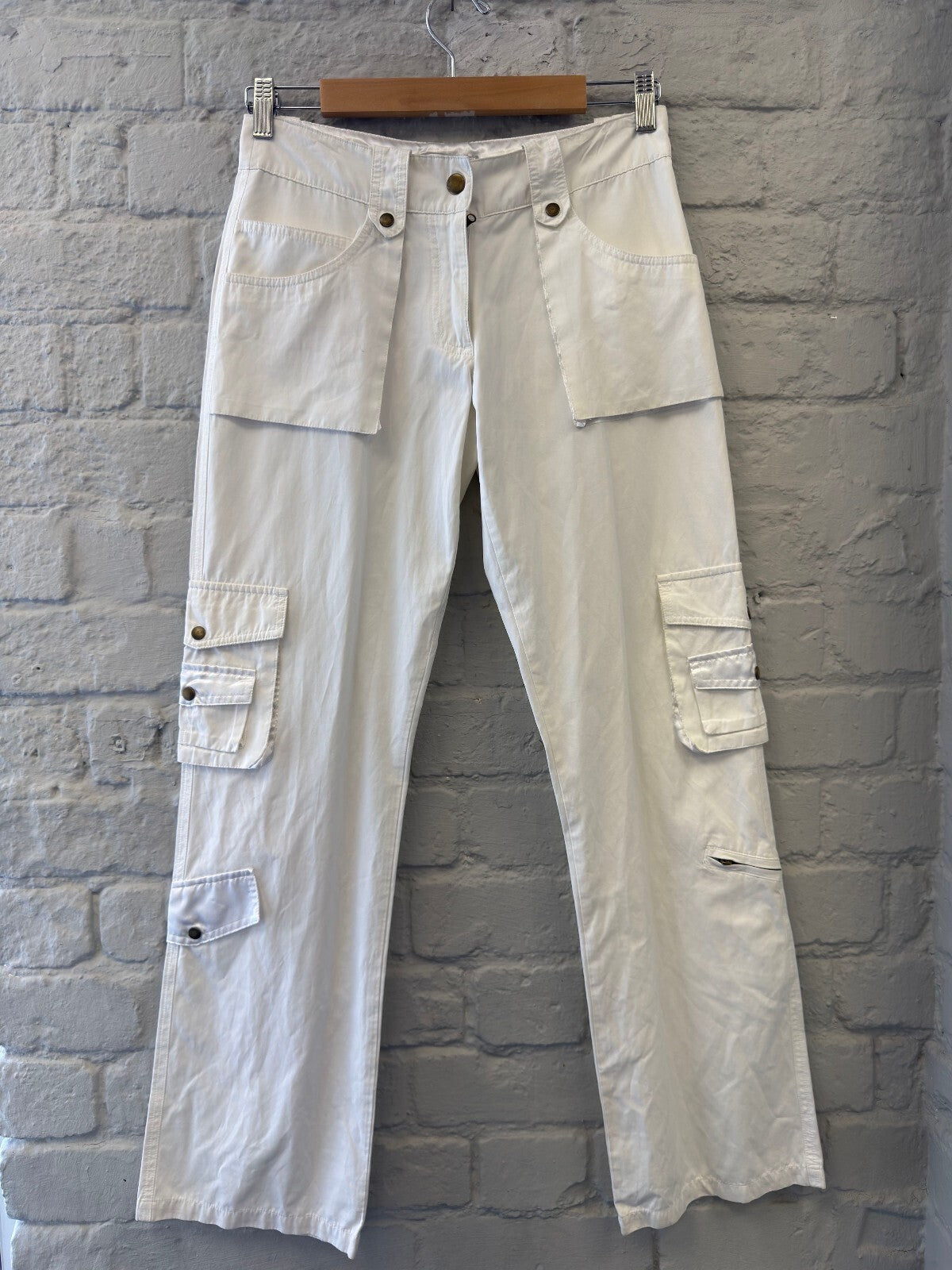 Y2K Straight Leg White Cargo Trousers