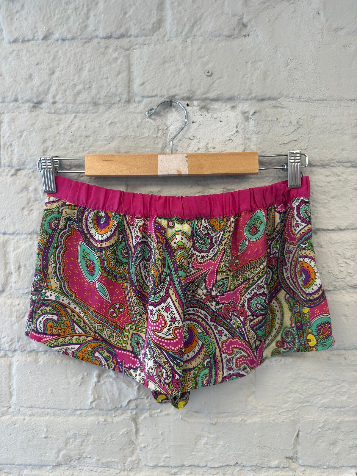 Paisley Print Shorts with Pink Waistband