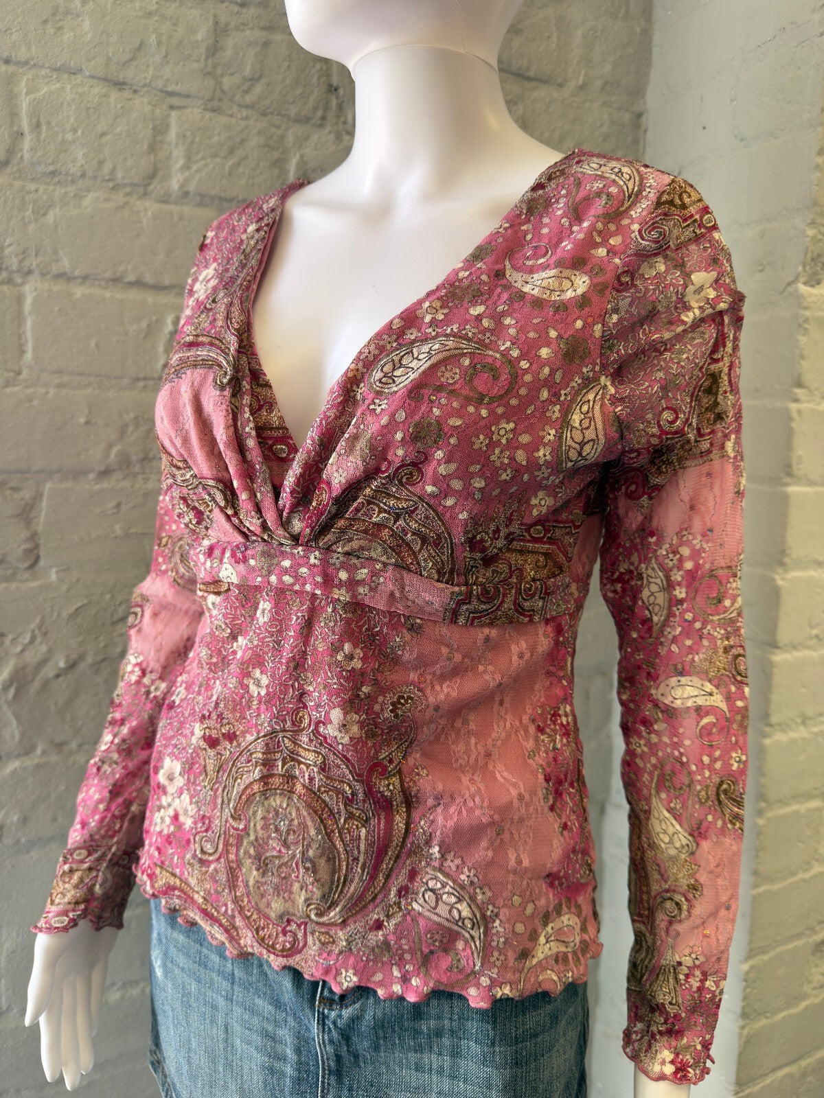 Y2K Pink Paisley Long Sleeve