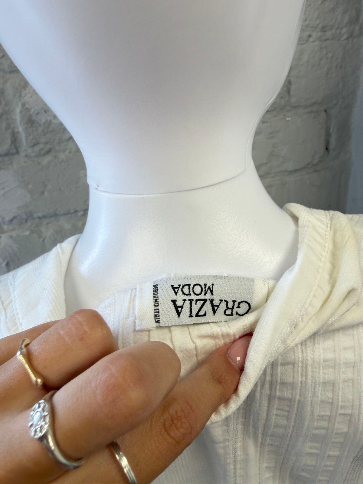 White Ruffled Button-Up Shirt
